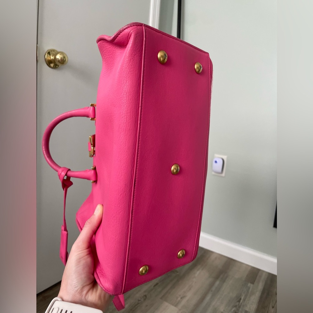 YSL Saint Laurent Classic Y Cabas Fuchsia Leather Satchel - Picture 5 of 16